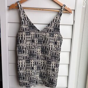 Banana Republic Black and Cream Cityscape Camisole Tank